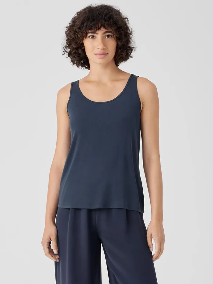 Eileen Fisher Petite Stretch Silk Jersey Scoop Neck Tank Ocean 8211 Shop