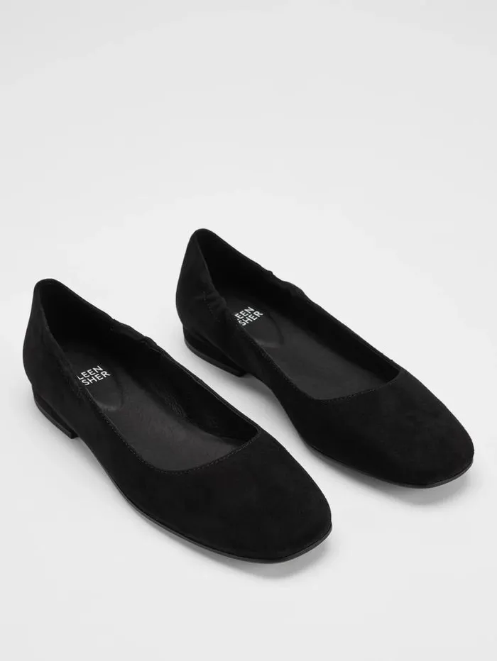 Eileen Fisher Shoes Selle Suede Ballet Flat Black 8211 Shop