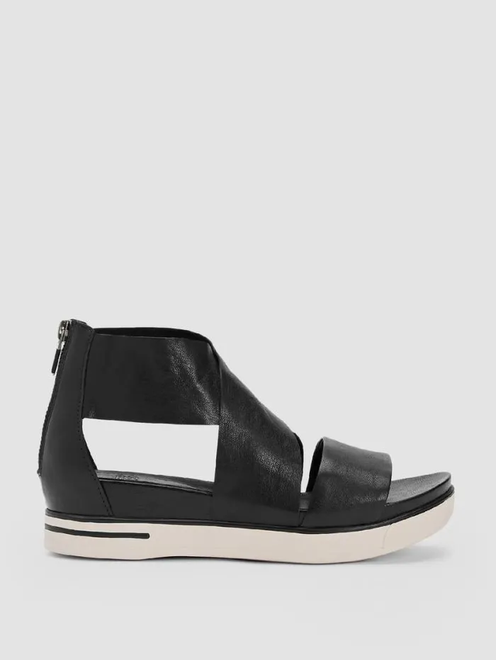 Eileen Fisher Shoes Sport Tumbled Leather Sneaker Sandal Black 8211 Shop