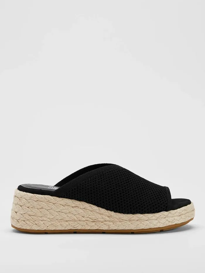 Eileen Fisher Shoes Tali Recycled Stretch Knit Espadrille Wedge Sandal Black 8211 Shop