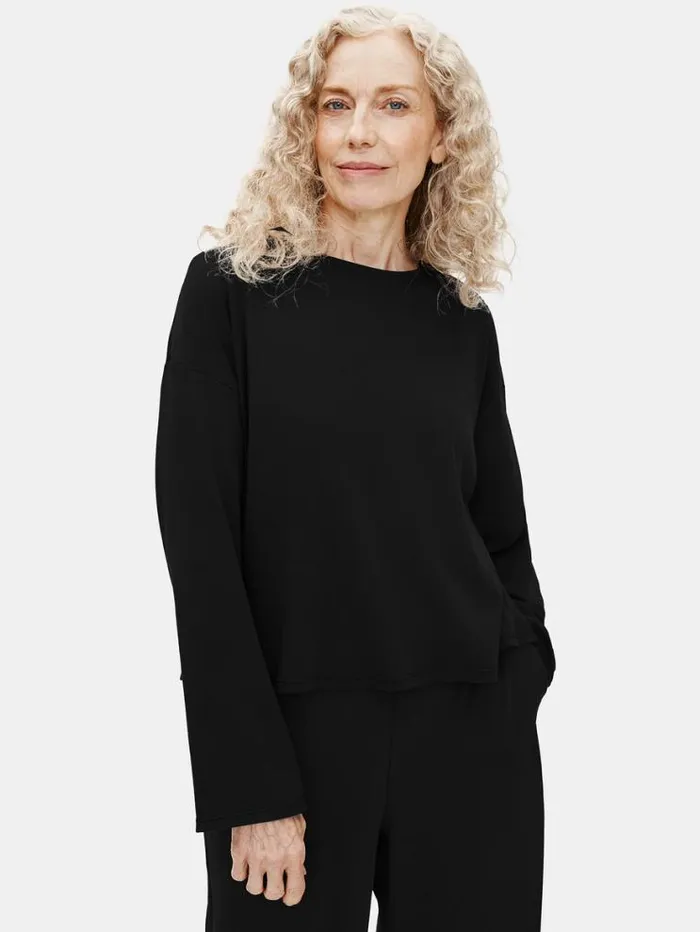 Eileen Fisher Sleepwear Organic Cotton Interlock Sleep BoxTop Black 8211 Shop