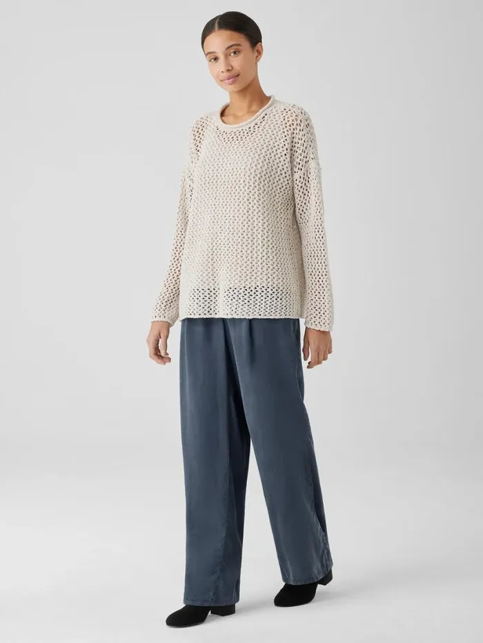 Eileen Fisher Sweaters and Cardigans Peruvian Organic Cotton Boucle Crew Neck Top Bone 8211 Shop