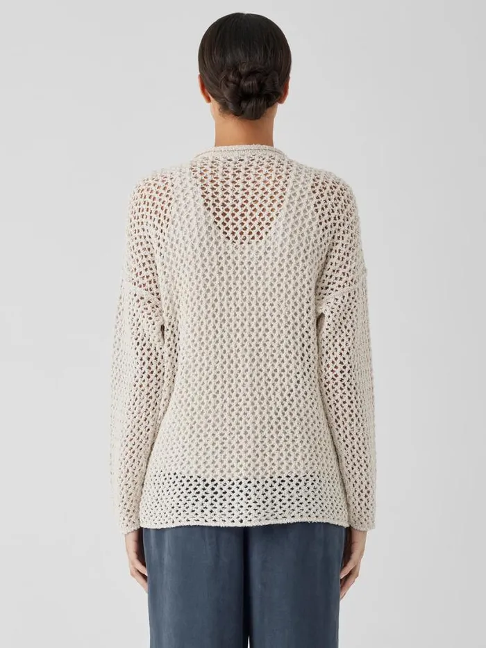 Eileen Fisher Sweaters and Cardigans Peruvian Organic Cotton Boucle Crew Neck Top Bone 8211 Shop