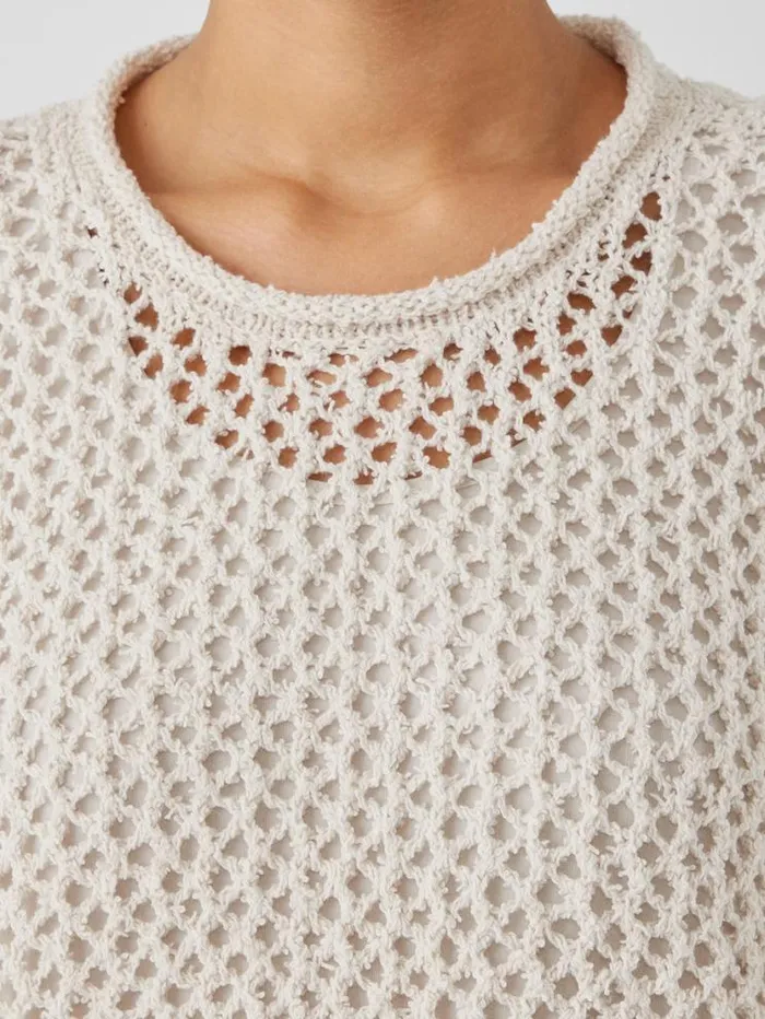 Eileen Fisher Sweaters and Cardigans Peruvian Organic Cotton Boucle Crew Neck Top Bone 8211 Shop