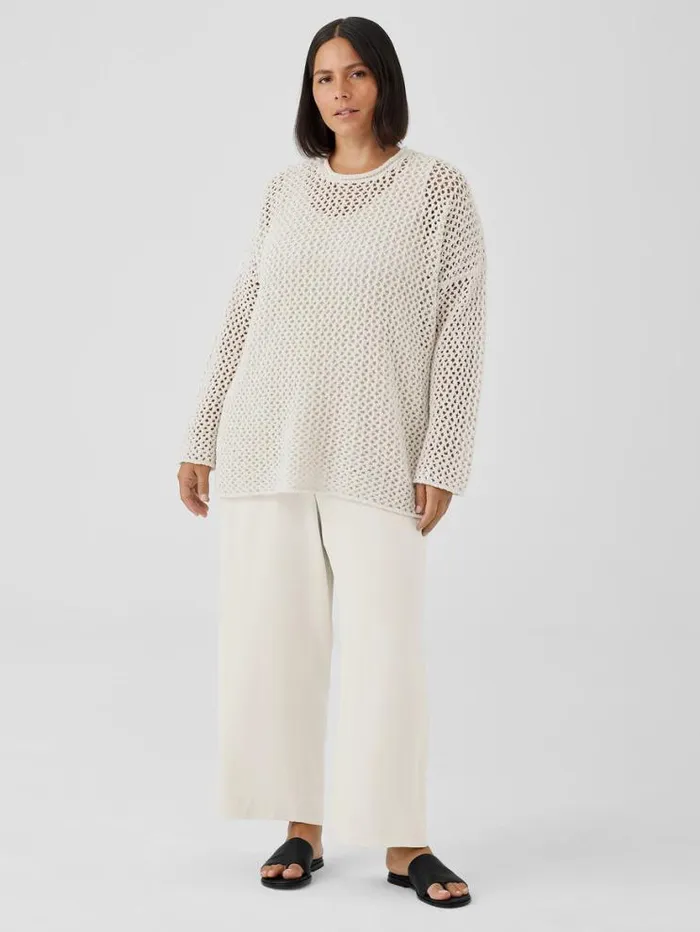 Eileen Fisher Sweaters and Cardigans Peruvian Organic Cotton Boucle Crew Neck Top Bone 8211 Shop