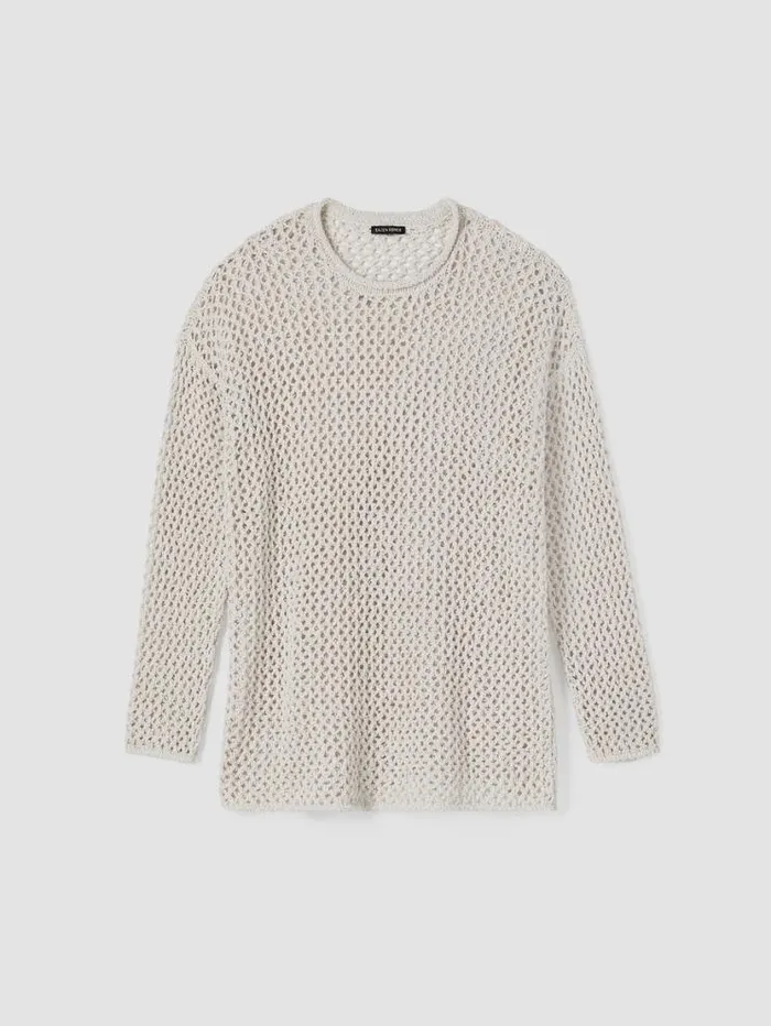 Eileen Fisher Sweaters and Cardigans Peruvian Organic Cotton Boucle Crew Neck Top Bone 8211 Shop