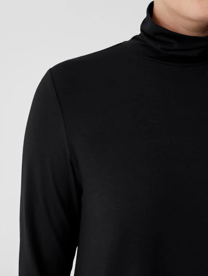 Eileen Fisher Tops and Tees Fine Jersey Scrunch Neck Long Top Black 8211 Shop