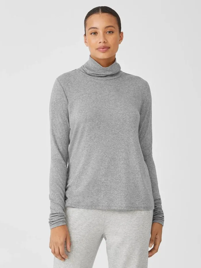 Eileen Fisher Tops and Tees Ribbed Pima Cotton Blend Top Moon 8211 Shop