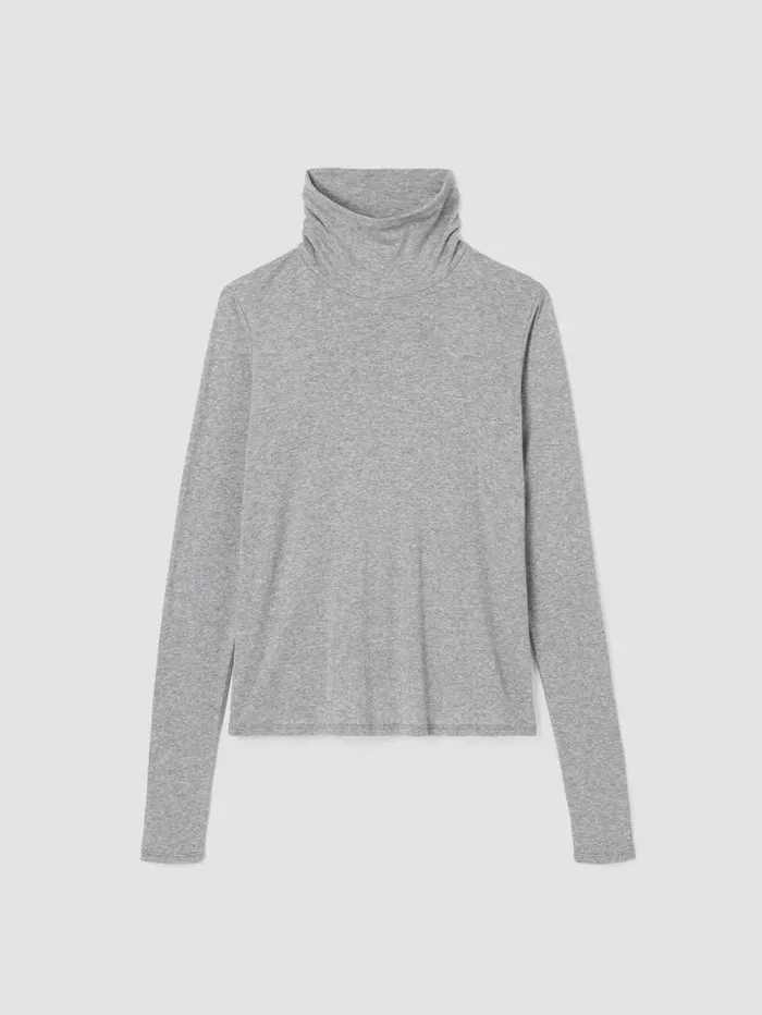 Eileen Fisher Tops and Tees Ribbed Pima Cotton Blend Top Moon 8211 Shop