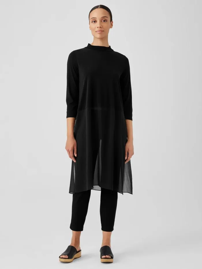 Eileen Fisher Tops and Tees Stretch Silk Jersey Mock Neck Top Black 8211 Shop