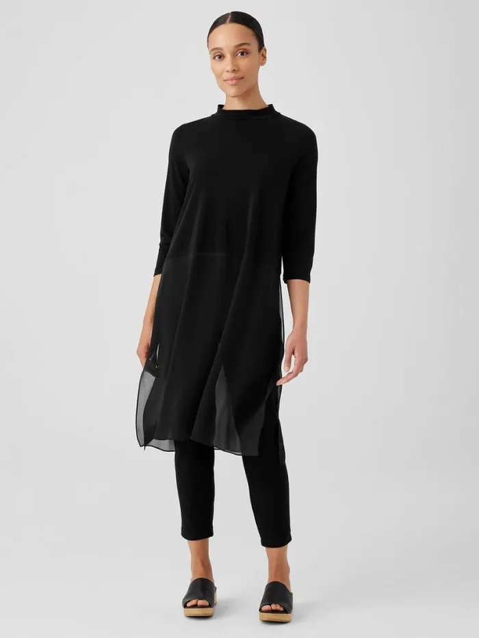 Eileen Fisher Tops and Tees Stretch Silk Jersey Mock Neck Top Black 8211 Shop