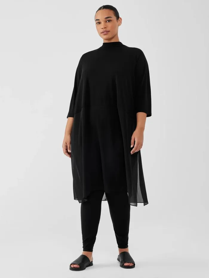 Eileen Fisher Tops and Tees Stretch Silk Jersey Mock Neck Top Black 8211 Shop