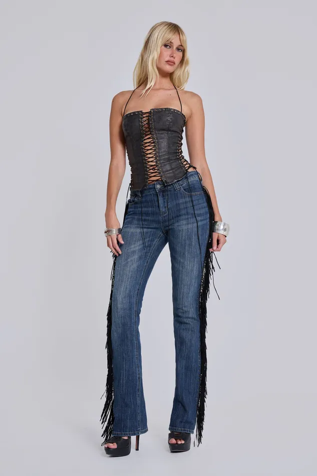 El Topo Fringe Bootcut Jeans Women Tops Jaded London