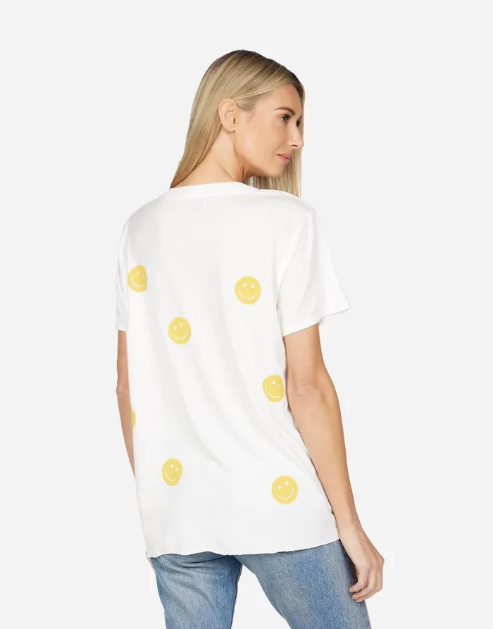 Elara All Over Yellow Smiley Milk Women039s Lauren Moshi Short Sleeve