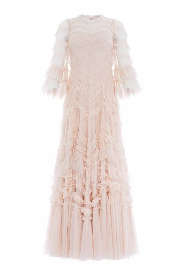 Elia Long Sleeve Gown Beige Women Needle and Thread Dresses