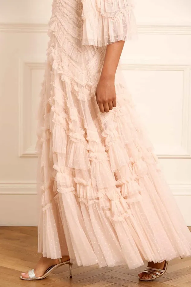 Elia Long Sleeve Gown Beige Women Needle and Thread Dresses