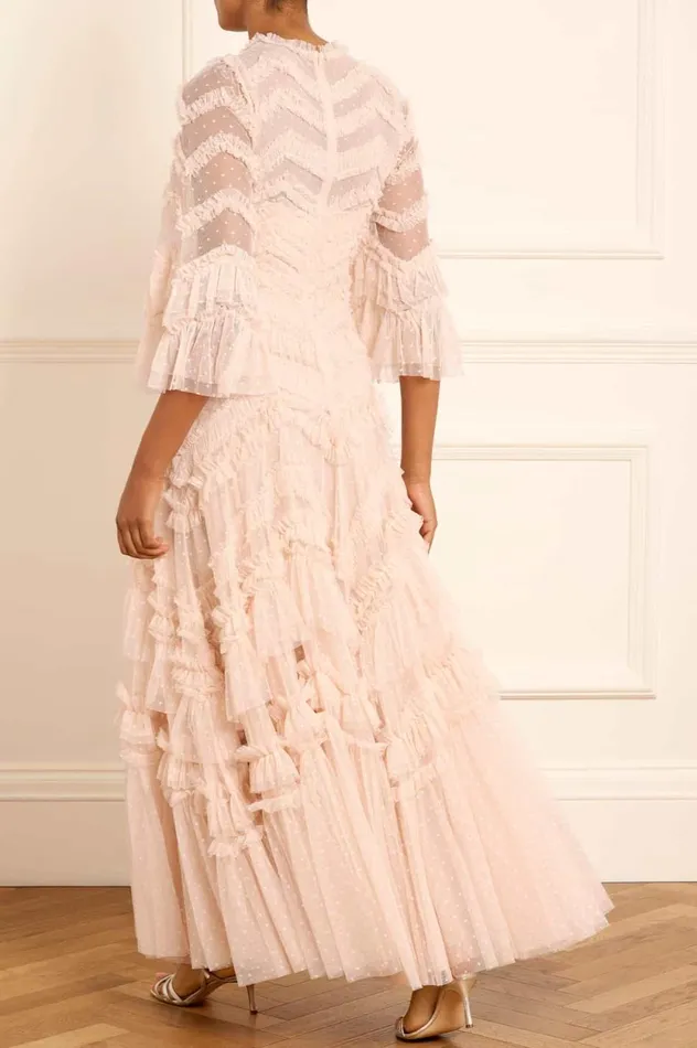 Elia Long Sleeve Gown Beige Women Needle and Thread Dresses