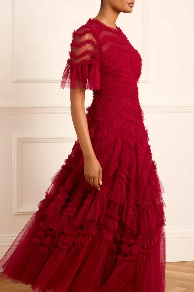 Elia Short Sleeve Gown Red Women Needle and Thread Dresses