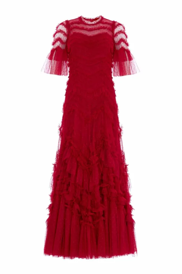 Elia Short Sleeve Gown Red Women Needle and Thread Dresses