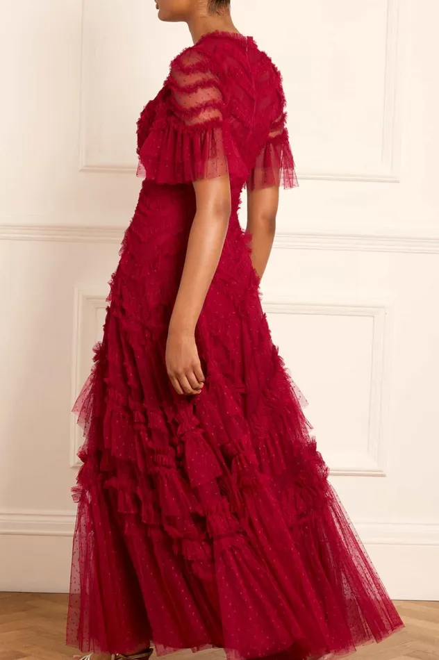 Elia Short Sleeve Gown Red Women Needle and Thread Dresses