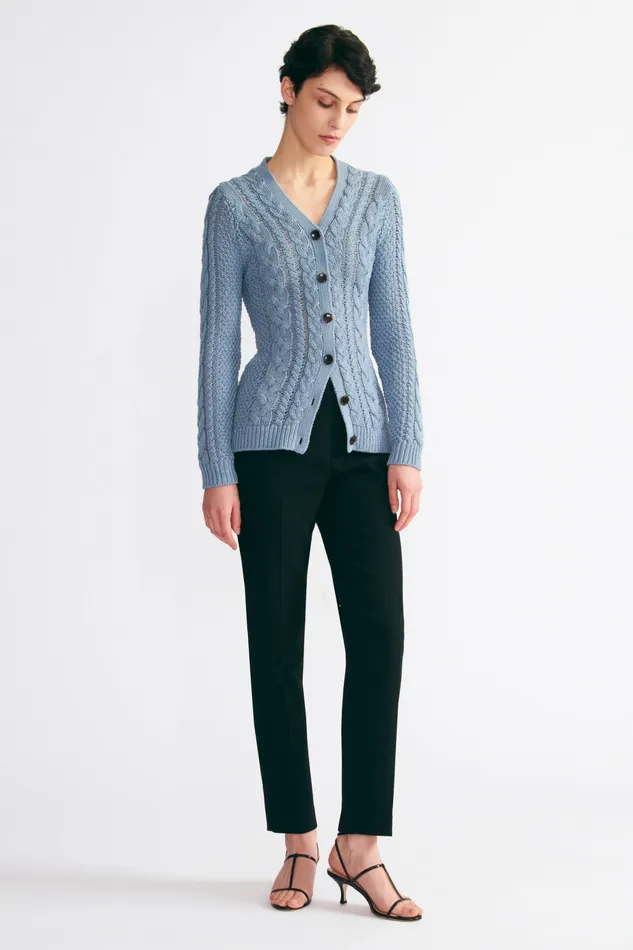 Elmer Knit Cardigan In Smoke Blue Knitwear Emilia Wickstead Women