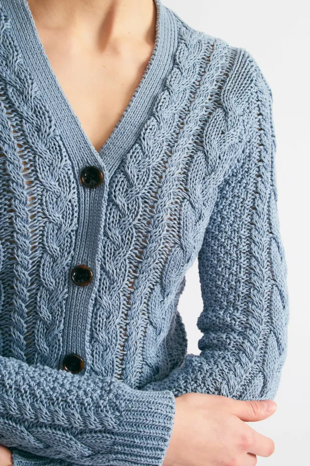 Elmer Knit Cardigan In Smoke Blue Knitwear Emilia Wickstead Women Elmer Knit Cardigan In Smoke Blue Knitwear Emilia Wickstead Women