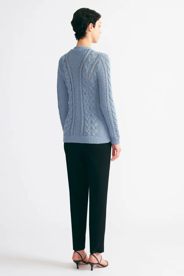 Elmer Knit Cardigan In Smoke Blue Knitwear Emilia Wickstead Women Elmer Knit Cardigan In Smoke Blue Knitwear Emilia Wickstead Women