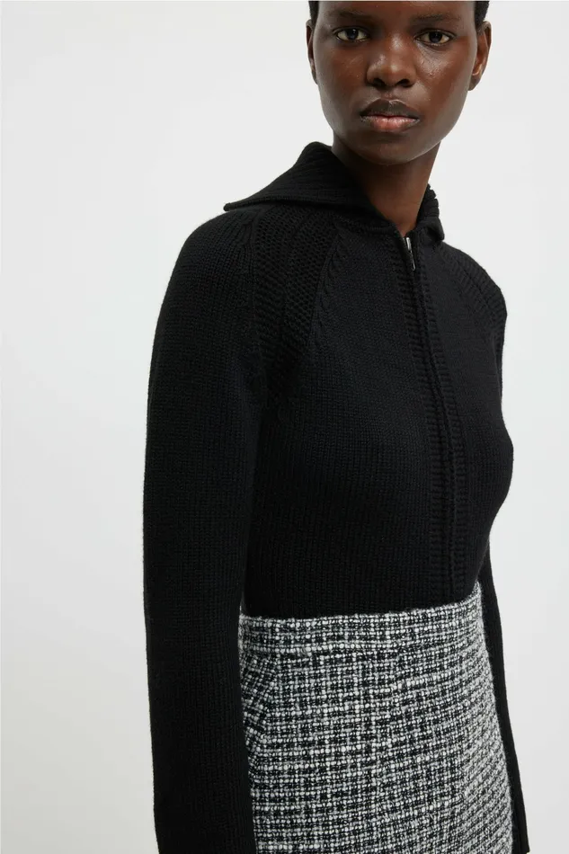 Emilia Wickstead Lorelei Skirt In Ivory and Black Boucle Tweed Women Skirts Emilia Wickstead Lorelei Skirt In Ivory and Black Boucle Tweed Women Skirts
