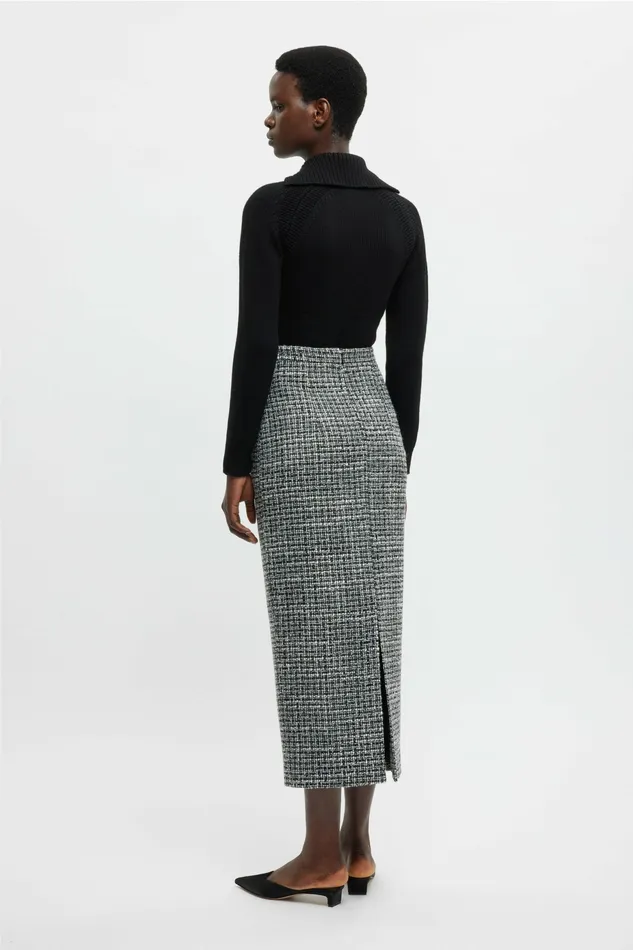 Emilia Wickstead Lorelei Skirt In Ivory and Black Boucle Tweed Women Skirts Emilia Wickstead Lorelei Skirt In Ivory and Black Boucle Tweed Women Skirts