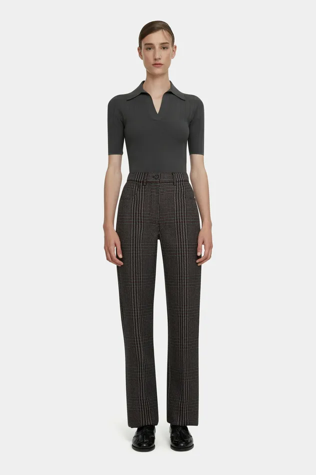 Emilia Wickstead Trousers Women Brinkley Trousers in Prince of Wales Check Merino Wool
