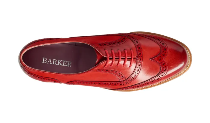 Fearne 8211 Red Hand Painted Women Barker Shoes Womens Brogues