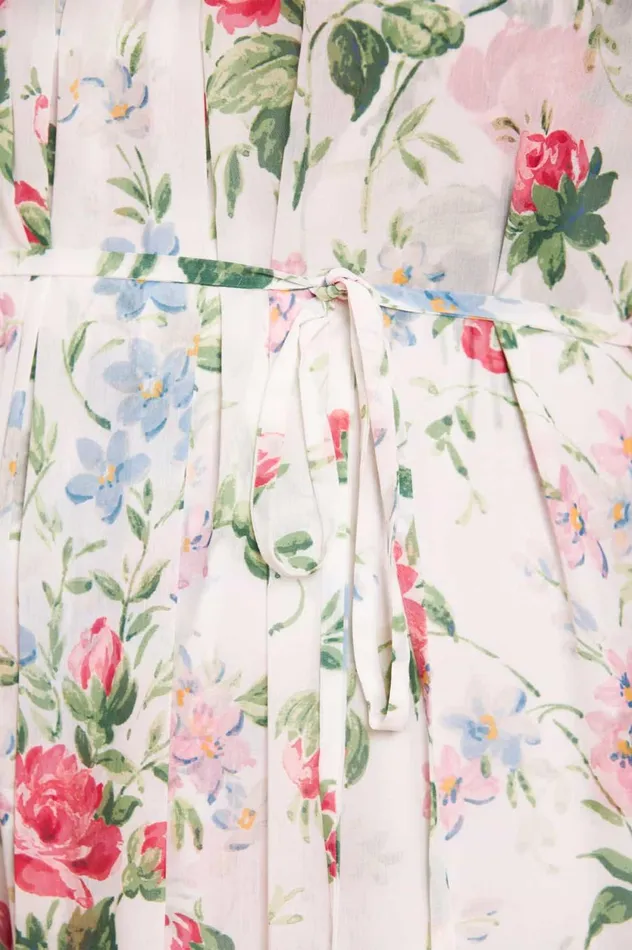 Floral Fantasy Chiffon OffShoulder Ankle Gown Multi Women Needle and Thread Dresses