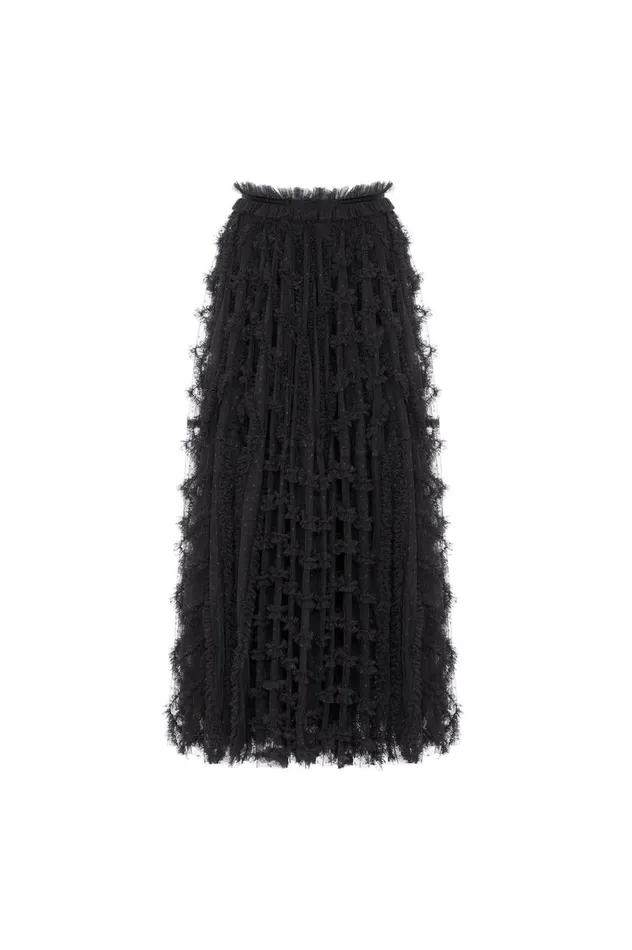 Florence Ruffle Ankle Skirt Black Women Needle and Thread Skirts