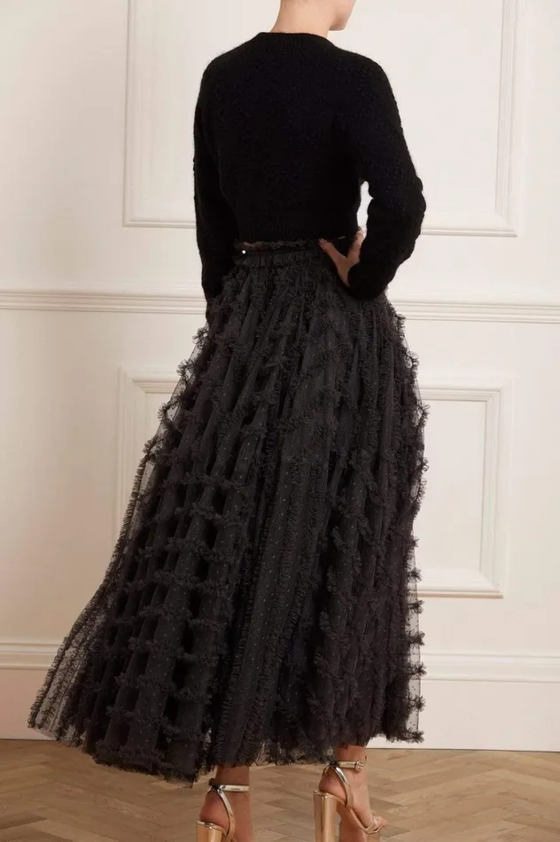 Florence Ruffle Ankle Skirt Black Women Needle and Thread Skirts