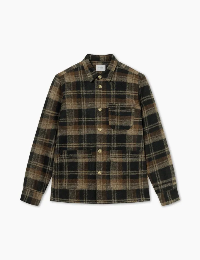 Fort Jackets IVY WOOL OVERSHIRT Brown Check 8211 Men
