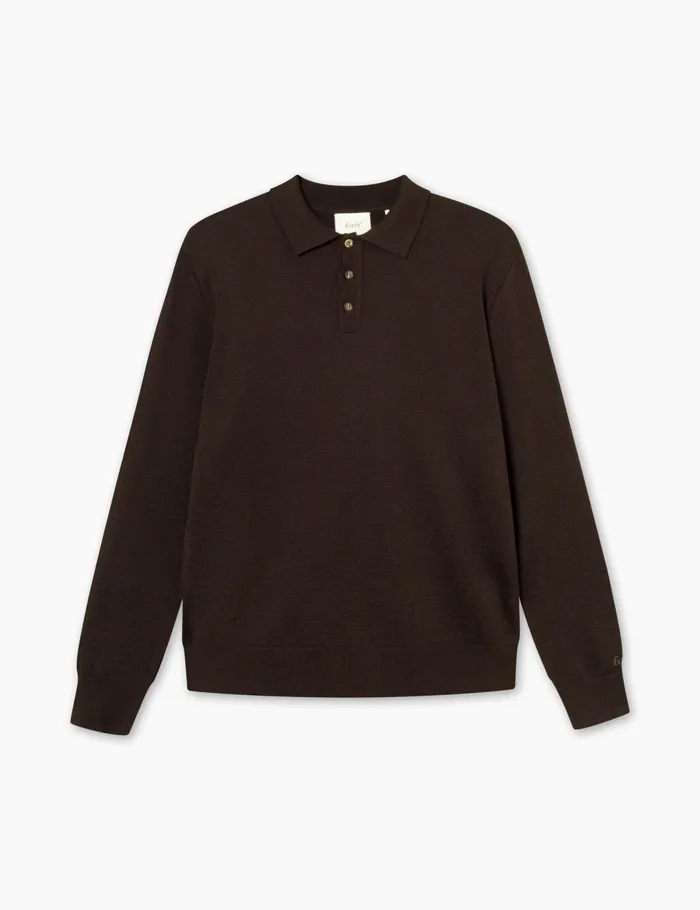 Fort Knitwear BASE MERINO POLO KNIT Cold Brown 8211 Men