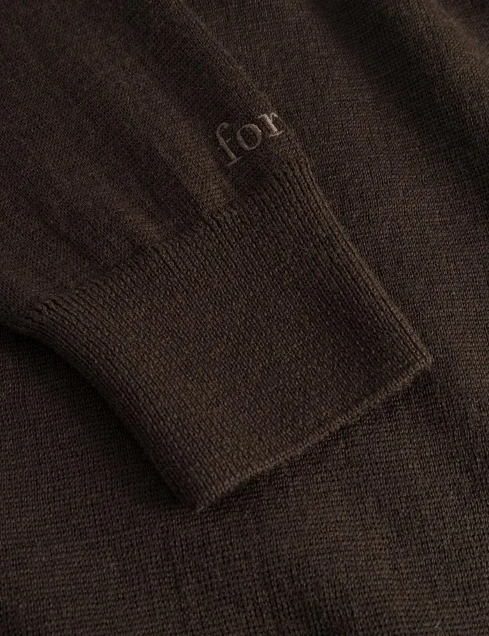 Fort Knitwear BASE MERINO POLO KNIT Cold Brown 8211 Men Fort Knitwear BASE MERINO POLO KNIT Cold Brown 8211 Men