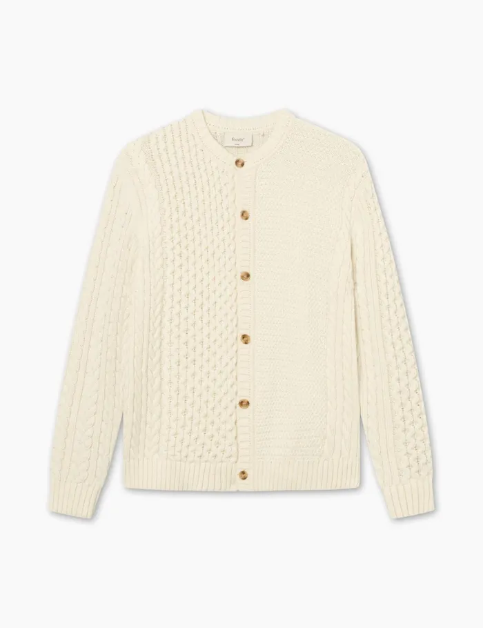 Fort Sweatshirts HYBRID CABLE CARDIGAN Cloud 8211 Men