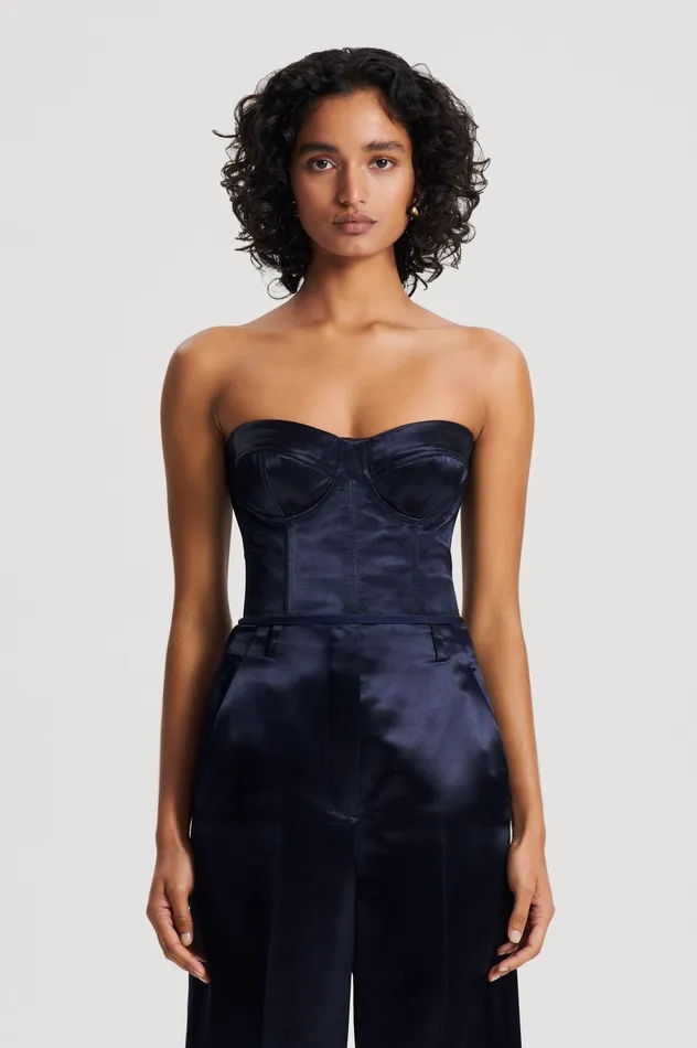 FRENCH SATIN BUSTIER INK Women Tops Scanlan Theodore