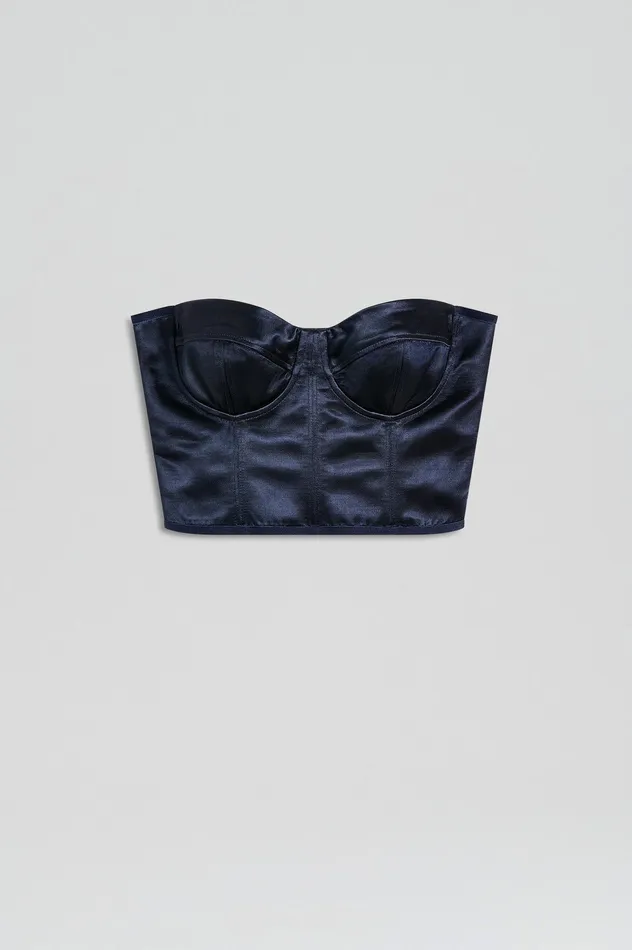 FRENCH SATIN BUSTIER INK Women Tops Scanlan Theodore