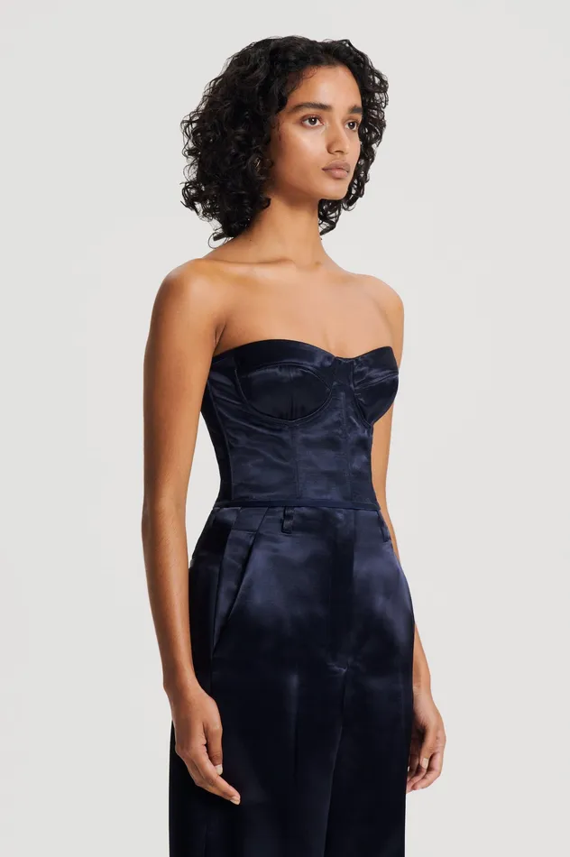FRENCH SATIN BUSTIER INK Women Tops Scanlan Theodore