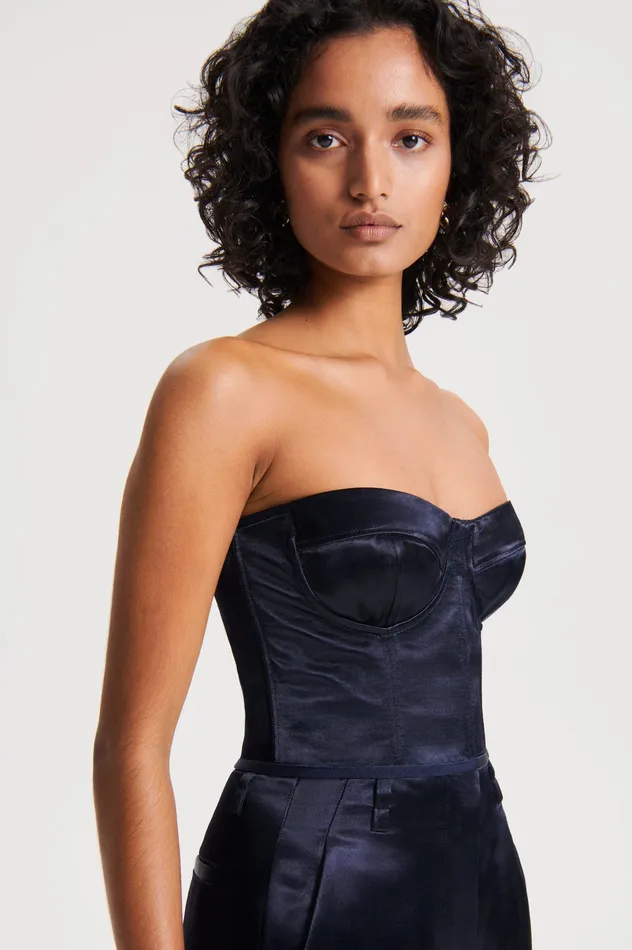 FRENCH SATIN BUSTIER INK Women Tops Scanlan Theodore