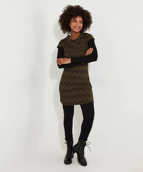 Geo Jacquard Layered Tunic Brown Tops Tunics and Blouses Joebrowns Apparel