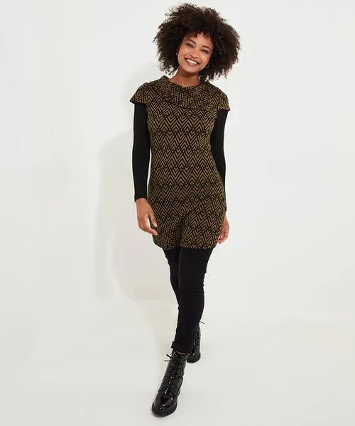 Geo Jacquard Layered Tunic Brown Tops Tunics and Blouses Joebrowns Apparel