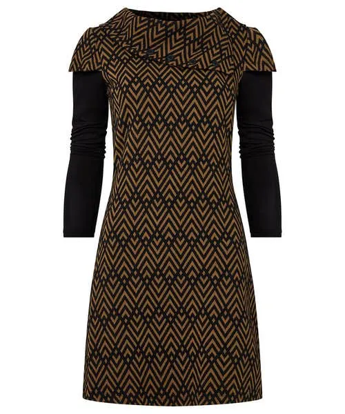 Geo Jacquard Layered Tunic Brown Tops Tunics and Blouses Joebrowns Apparel