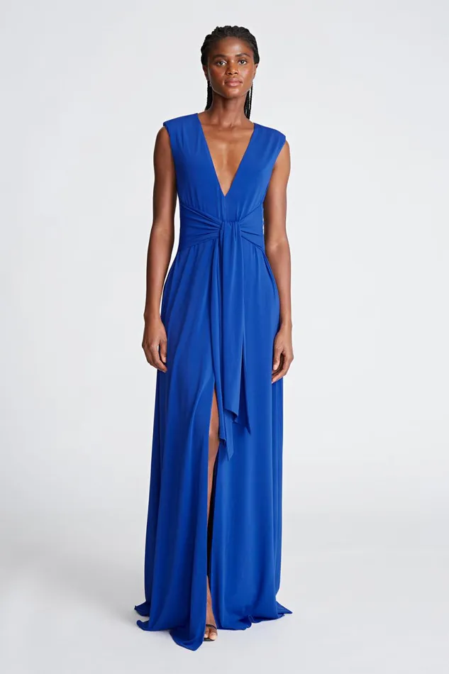 Gowns Women Halston Luciana Gown In Stretch Jersey Lapis