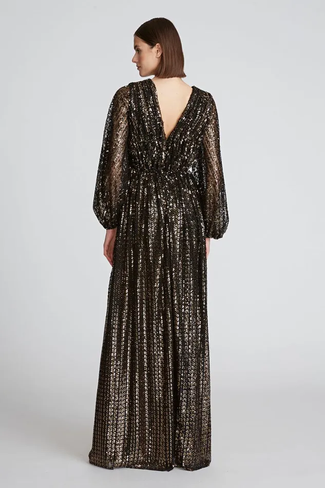 Gowns Women Halston Madelyn Gown In Sequins Black Gold