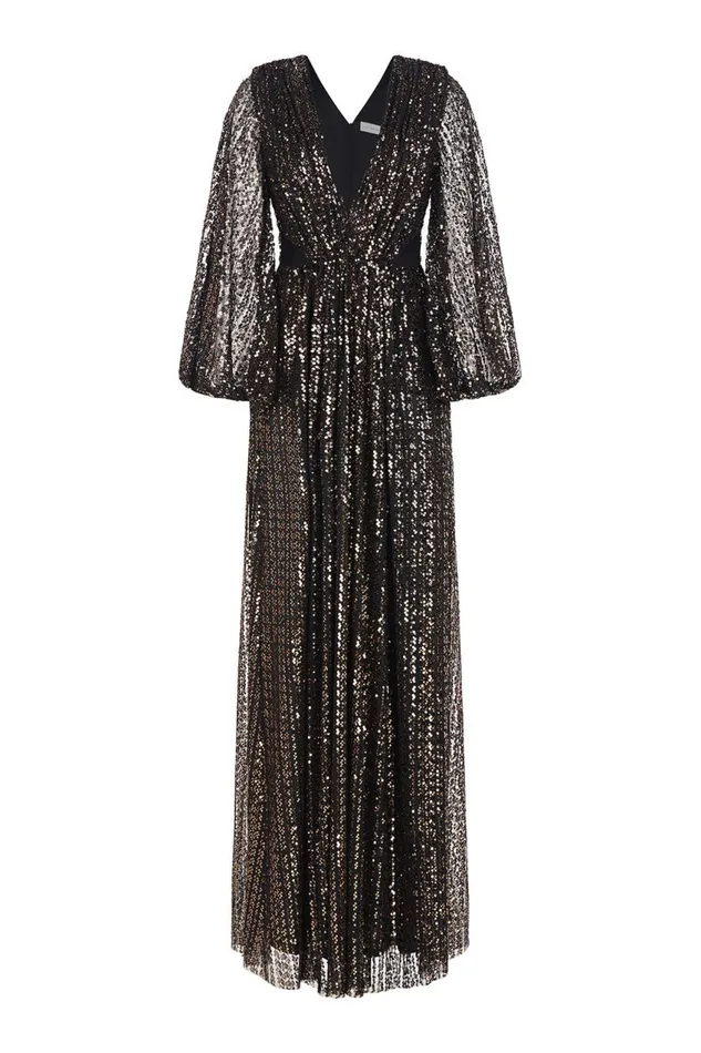 Gowns Women Halston Madelyn Gown In Sequins Black Gold