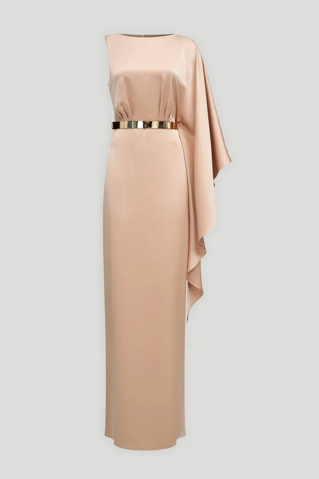 Gowns Women Halston Rhiannon Gown In Satin Tan Beige