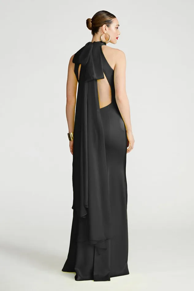 Gowns Women Halston Speranza Gown In Satin Black